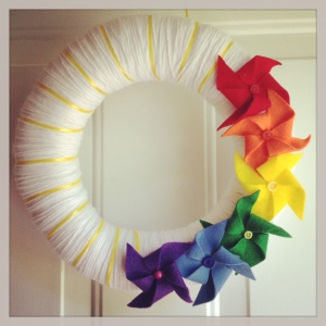 Rainbow Pinwheel Wreath