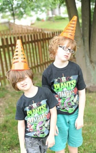 The Zombies are coming! The half birthday boys rocking their zombie cone hats for Team Zombie!